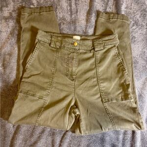 Joie Olive Green Trousers with hem line along the middle of the leg